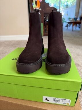 Sam Edelman Dark Brown Suede Chelsea Lug Ankle Boots